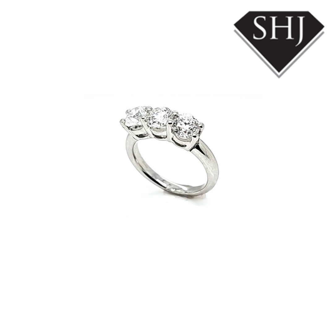 All Platinum 3 Stone Diamond Ring 2.10ct