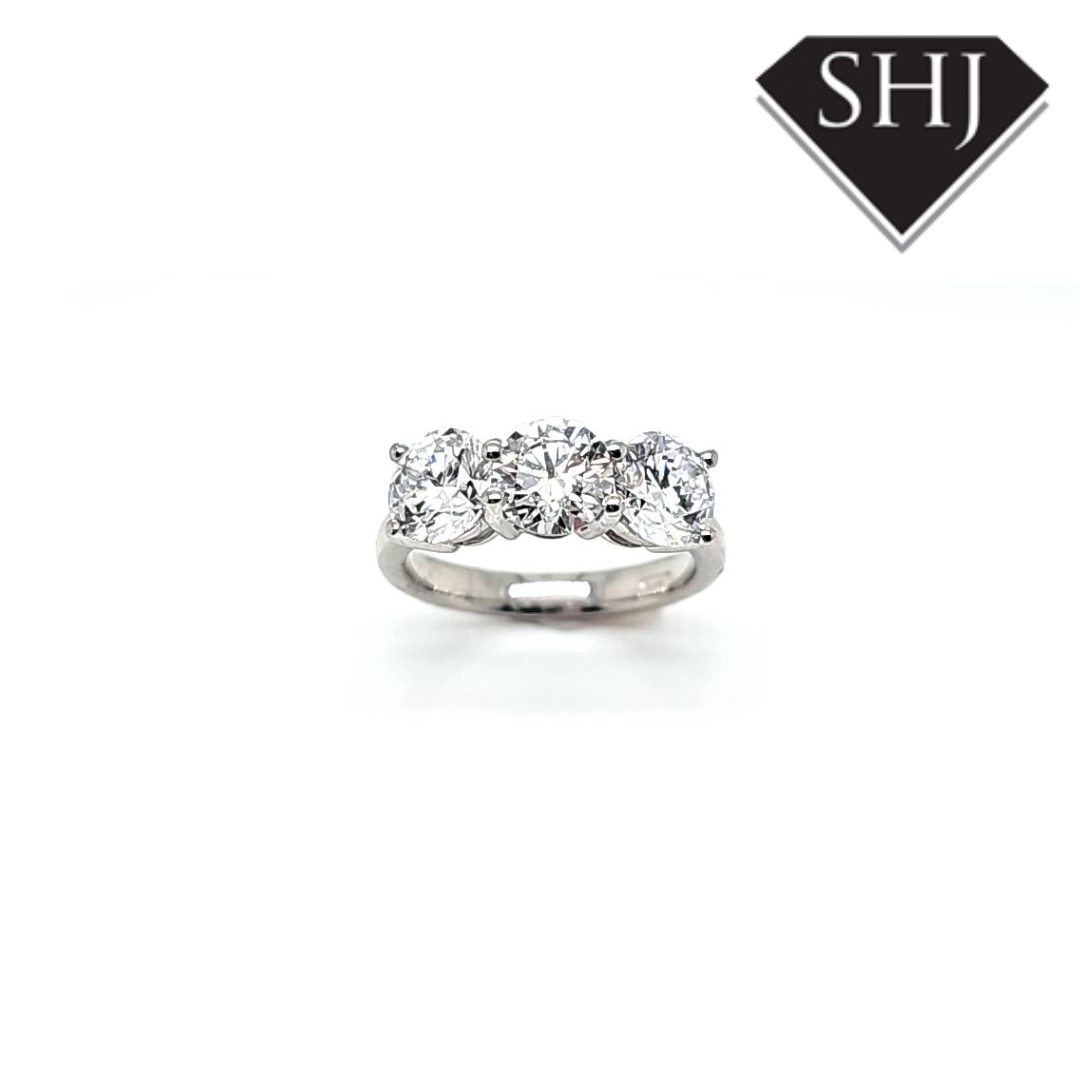 All Platinum 3 Stone Lab Grown Diamond Ring 3.00ct