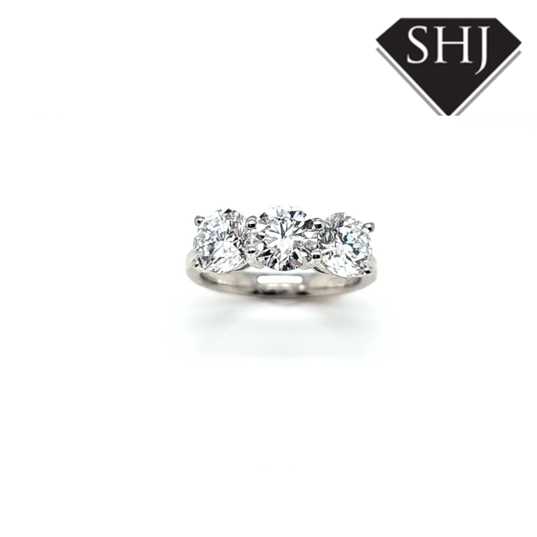 All Platinum 3 Stone Lab Grown Diamond Ring 3.00ct