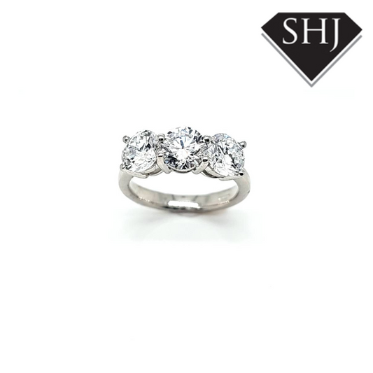 All Platinum 3 Stone Lab Grown Diamond Ring 3.00ct