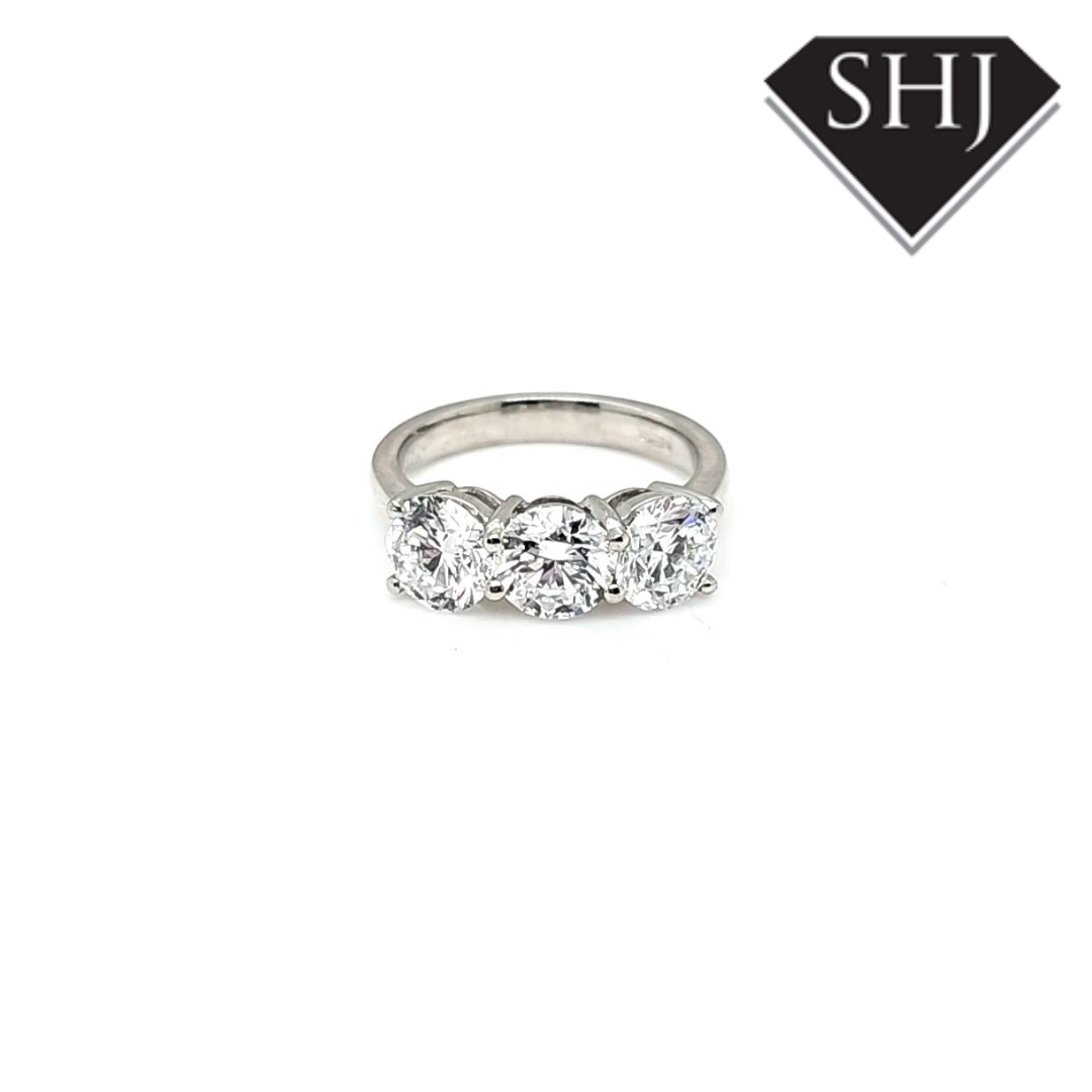 All Platinum 3 Stone Lab Grown Diamond Ring 3.00ct