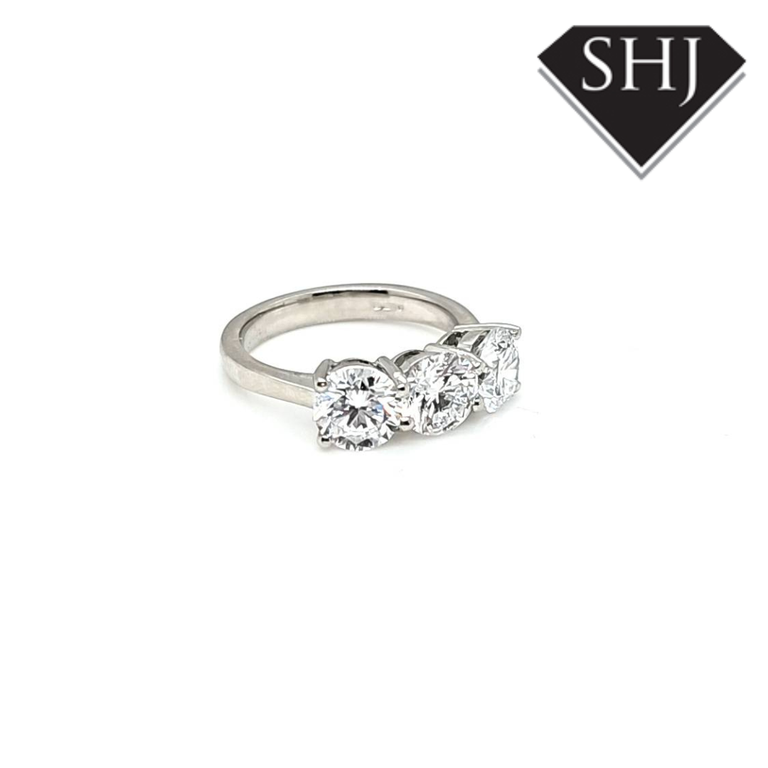 All Platinum 3 Stone Lab Grown Diamond Ring 3.00ct