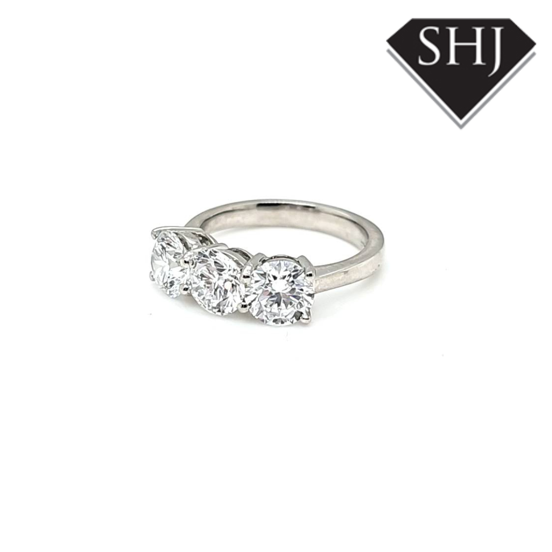 All Platinum 3 Stone Lab Grown Diamond Ring 3.00ct