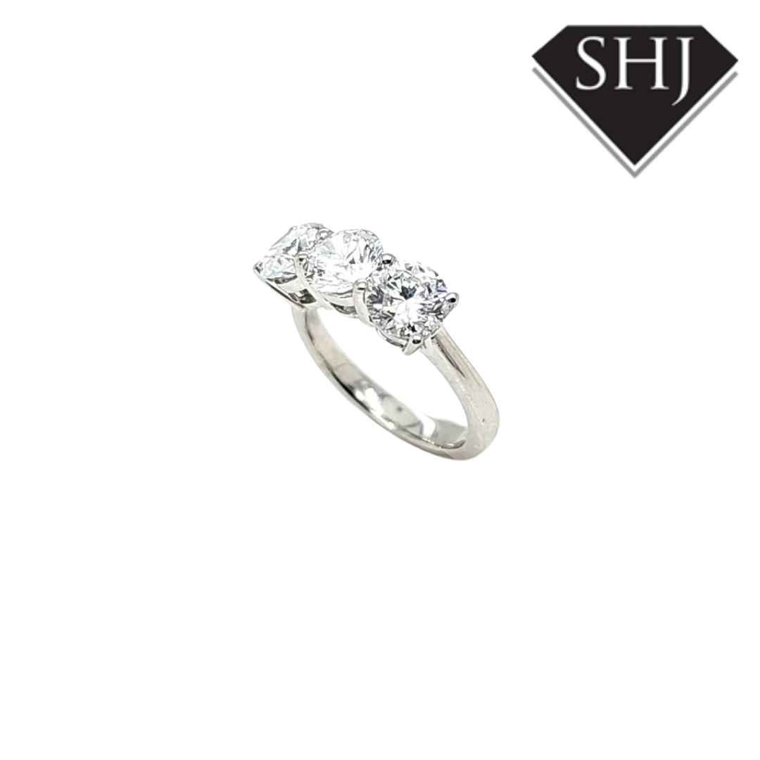 All Platinum 3 Stone Lab Grown Diamond Ring 3.00ct
