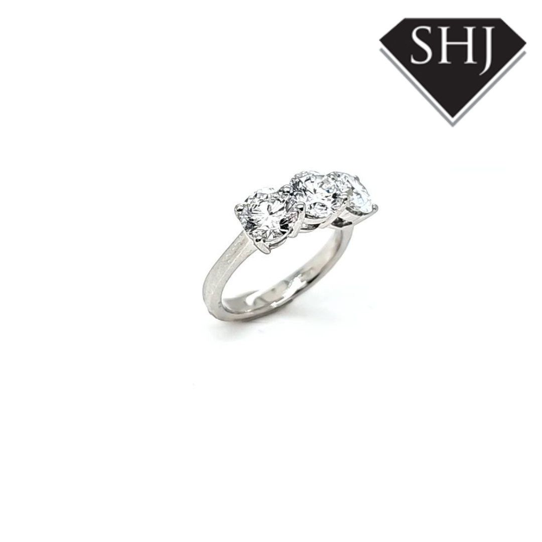 All Platinum 3 Stone Lab Grown Diamond Ring 3.00ct