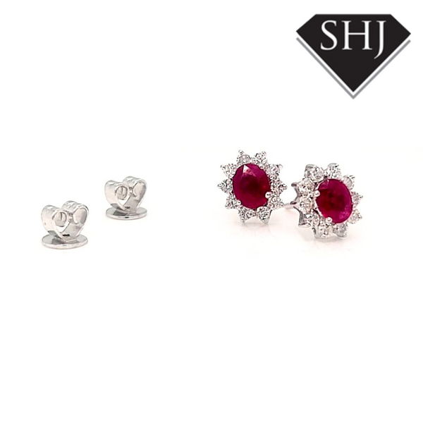 18ct White Gold Ruby and Diamond Earrings