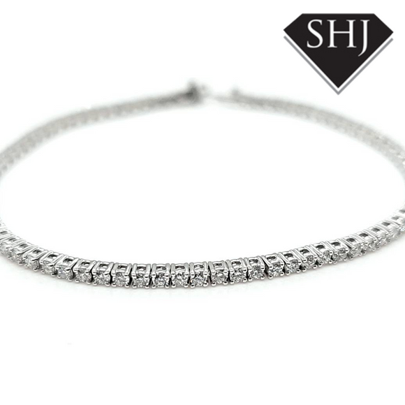 9ct White Gold Lab Created Diamond Bracelet