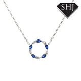 18ct White Gold Sapphire and Diamond Pendant