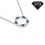 18ct White Gold Sapphire and Diamond Pendant