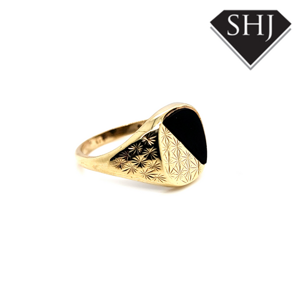 9ct Yellow Gold Signet Ring with Onyx