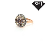 14ct Yellow Gold Champagne & Other Colour Diamond Cluster Ring