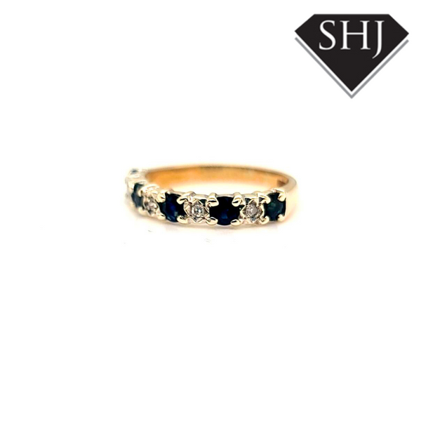 9ct White Gold/Yellow Gold Sapphire and Diamond Eternity Ring 'O'