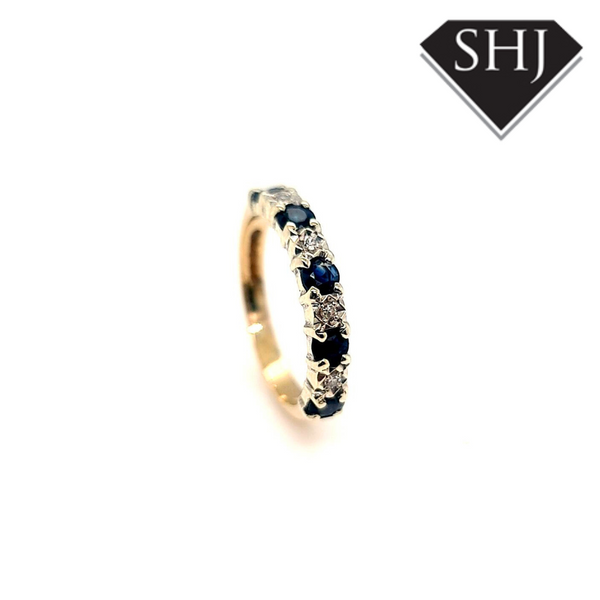 9ct White Gold/Yellow Gold Sapphire and Diamond Eternity Ring 'O'