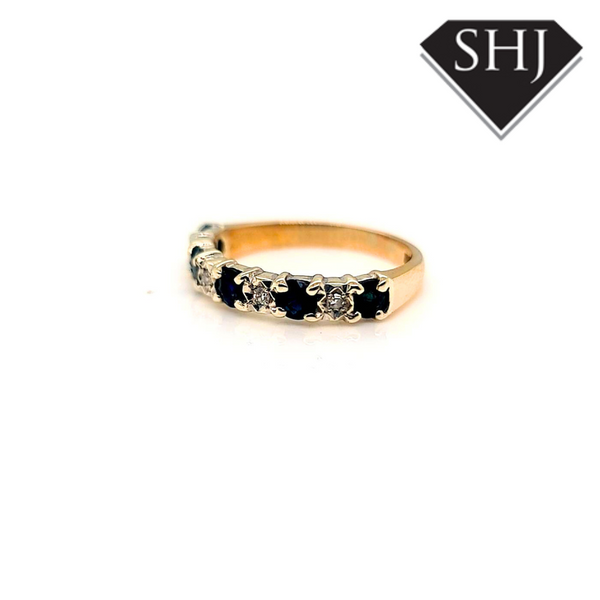 9ct White Gold/Yellow Gold Sapphire and Diamond Eternity Ring 'O'