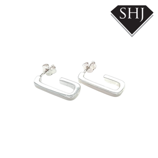 Silver D Shaped Hoops
