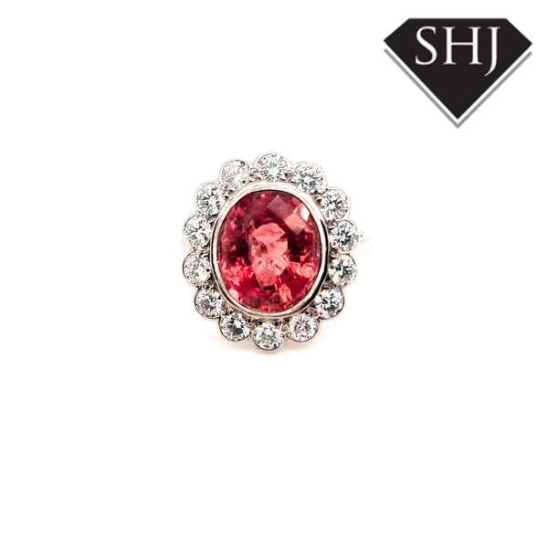 18ct White Gold Pink Sapphire & Diamond Cluster Ring
