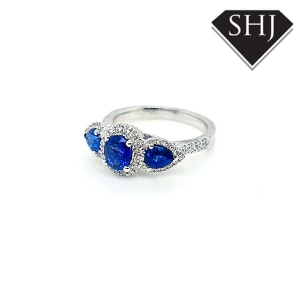 Appr 18ct White Gold Sapphire and Diamond Ring