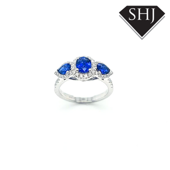 Appr 18ct White Gold Sapphire and Diamond Ring