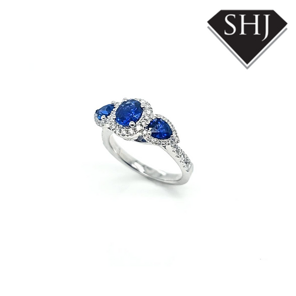 Appr 18ct White Gold Sapphire and Diamond Ring