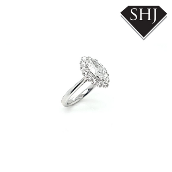 Appr 18ct White Gold Diamond Marquise Cluster Ring