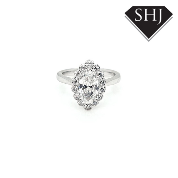 Appr 18ct White Gold Diamond Marquise Cluster Ring