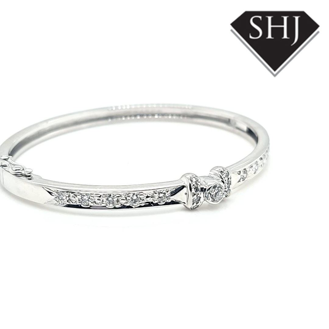 Appr 18ct White Gold Diamond Bangle
