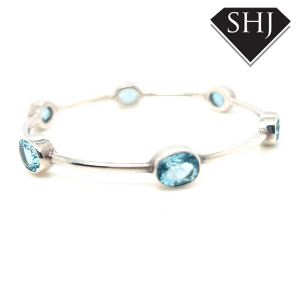 Silver Blue Topaz Bangle