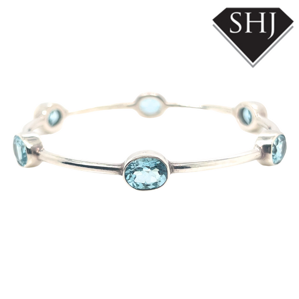 Silver Blue Topaz Bangle