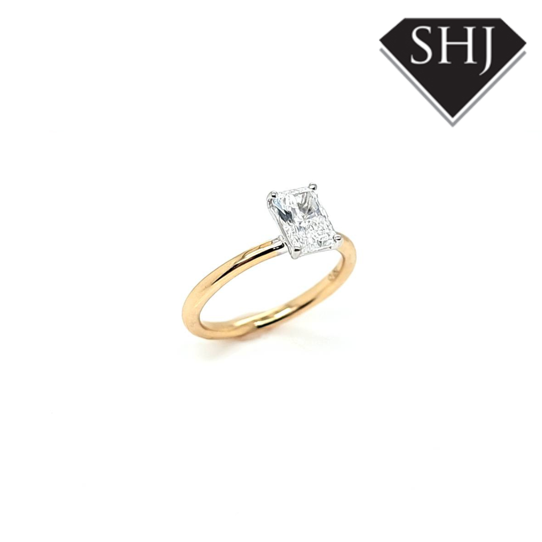 18ct Yellow Gold/White Gold Single Stone Lab Grown Radiant Ring