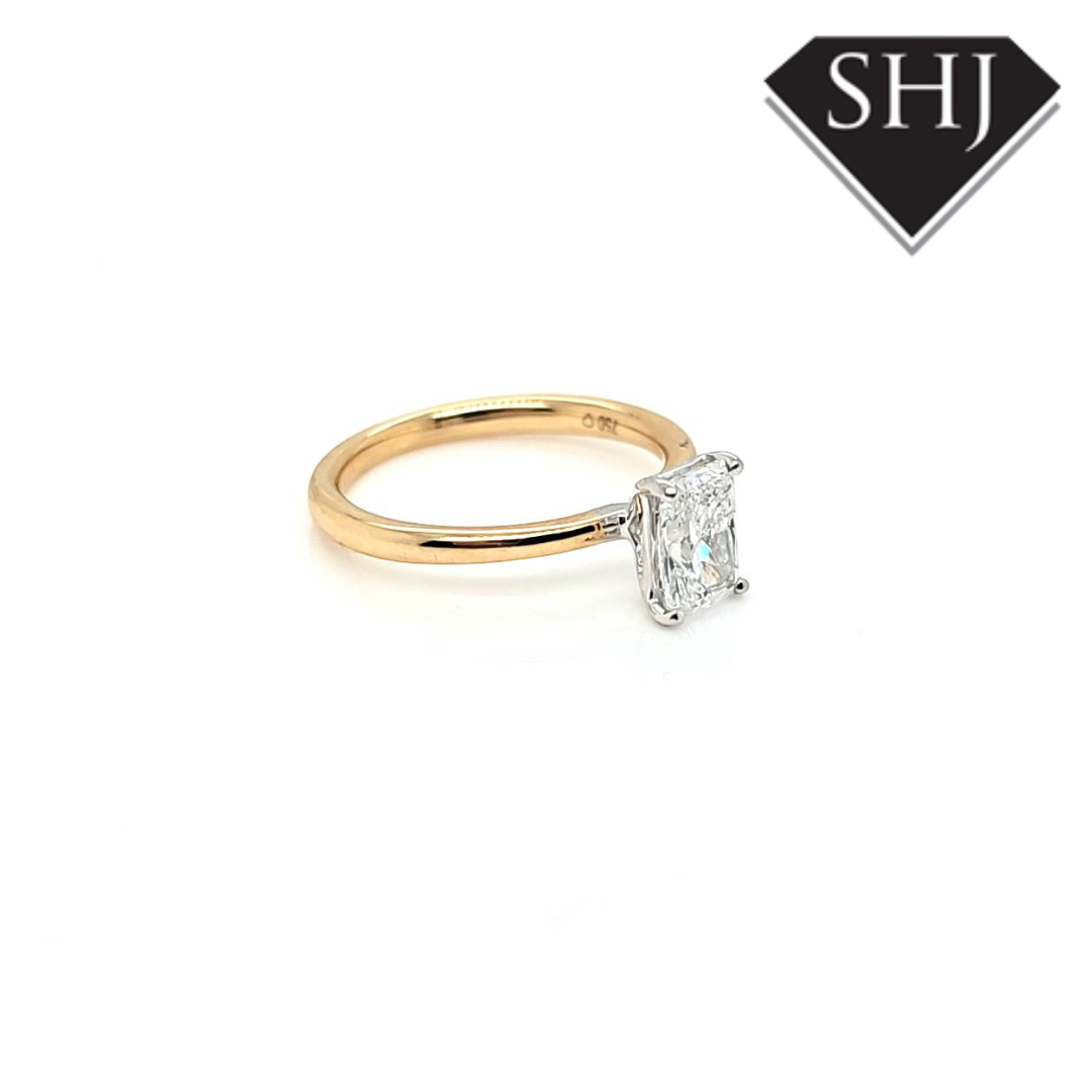 18ct Yellow Gold/White Gold Single Stone Lab Grown Radiant Ring