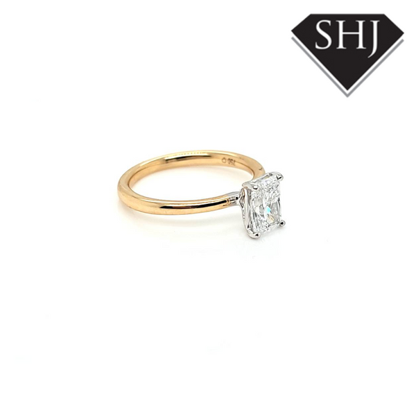 18ct Yellow Gold/White Gold Single Stone Lab Grown Radiant Ring