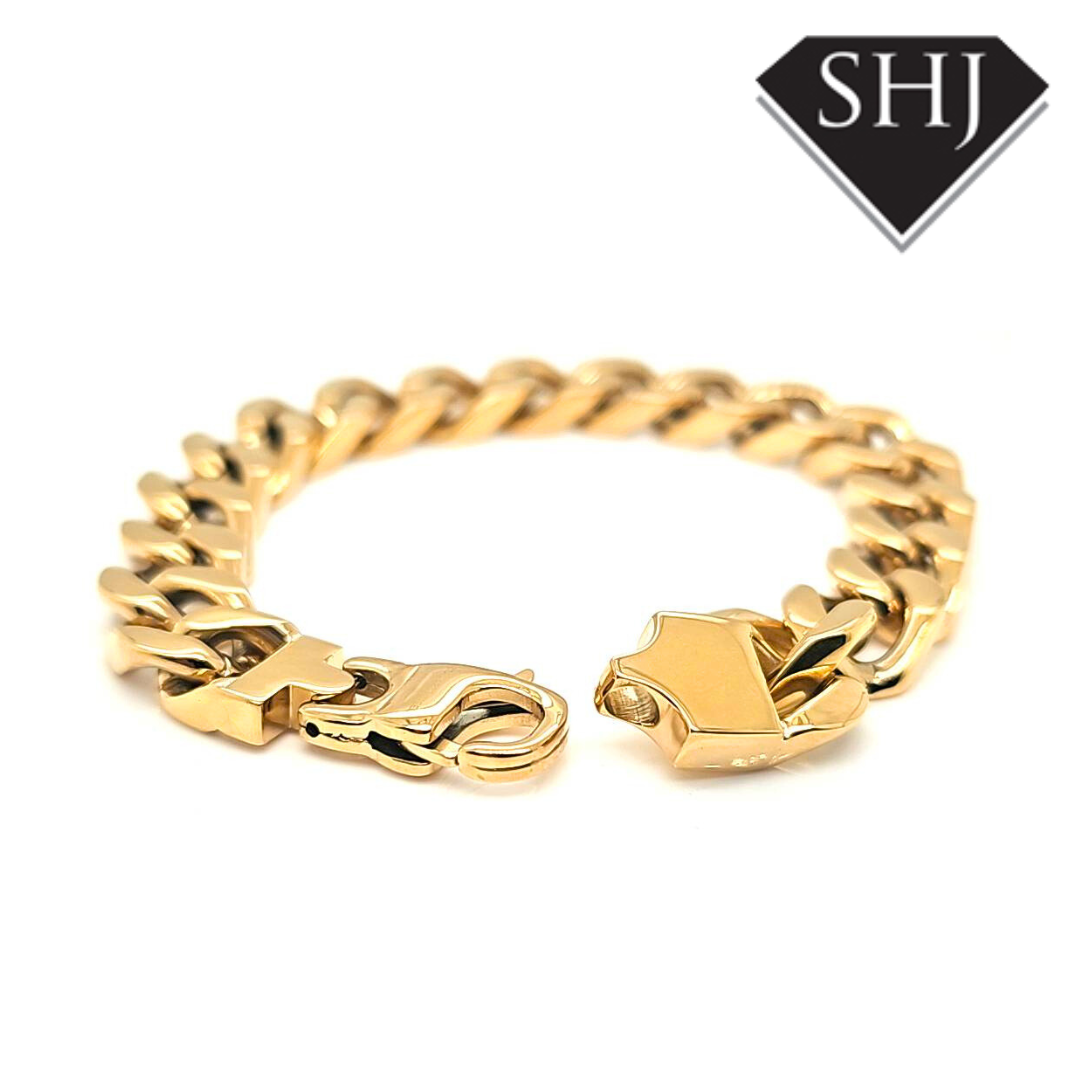 Stainless Steel and Gold Plated 22m Curb Bracelet