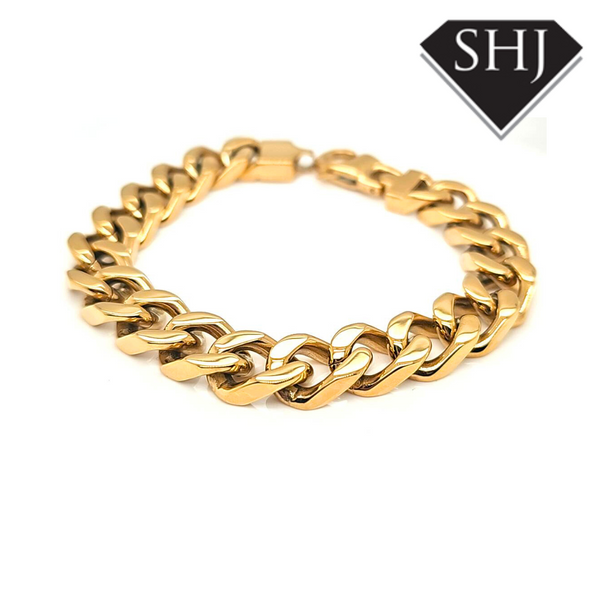 Stainless Steel and Gold Plated 22m Curb Bracelet