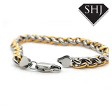 Stainless Steel and Gold Plated 2 Tone Spiga Bracelet