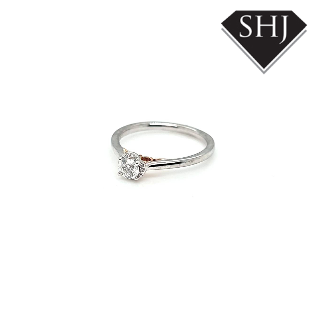 18ct White Gold Single Stone Diamond Ring .24ct