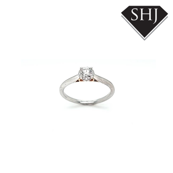 18ct White Gold Single Stone Diamond Ring .24ct