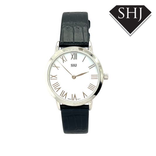 SHJ Ladies Black Strap Watch