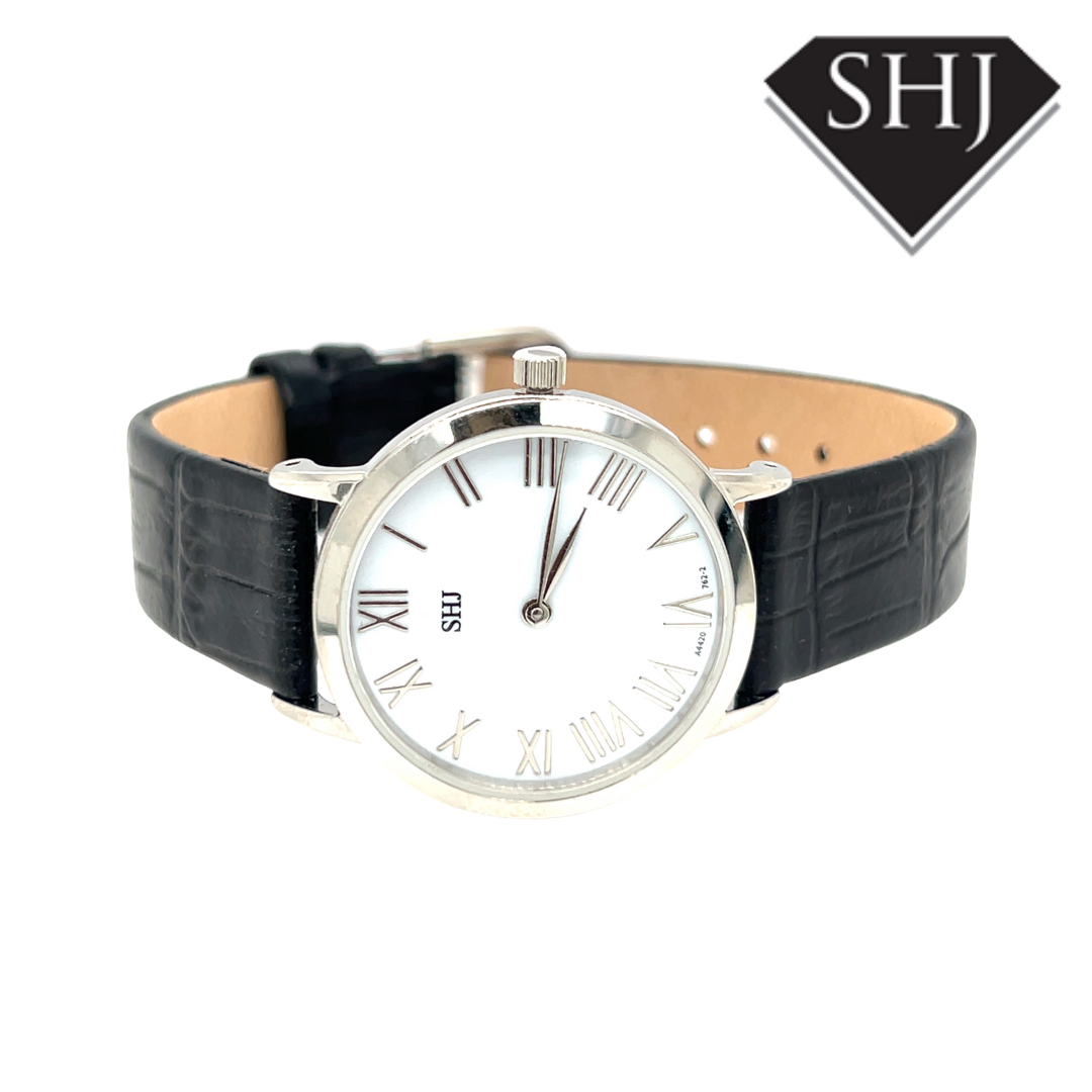 SHJ Ladies Black Strap Watch