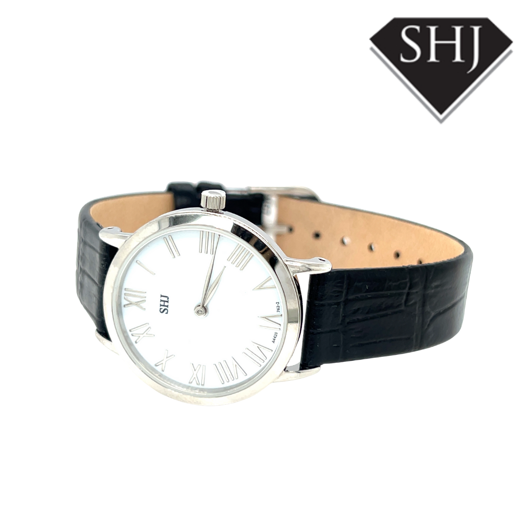 SHJ Ladies Black Strap Watch