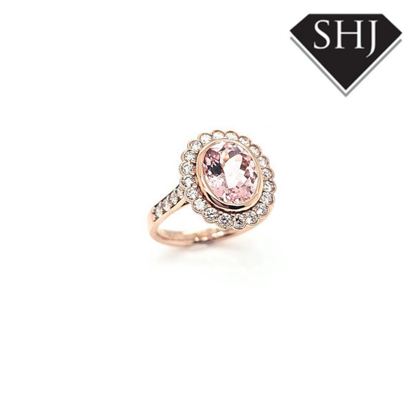 18ct Rose Gold Morgan and Diamond Cluster Ring