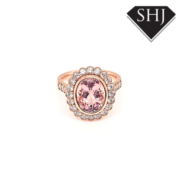 18ct Rose Gold Morgan and Diamond Cluster Ring