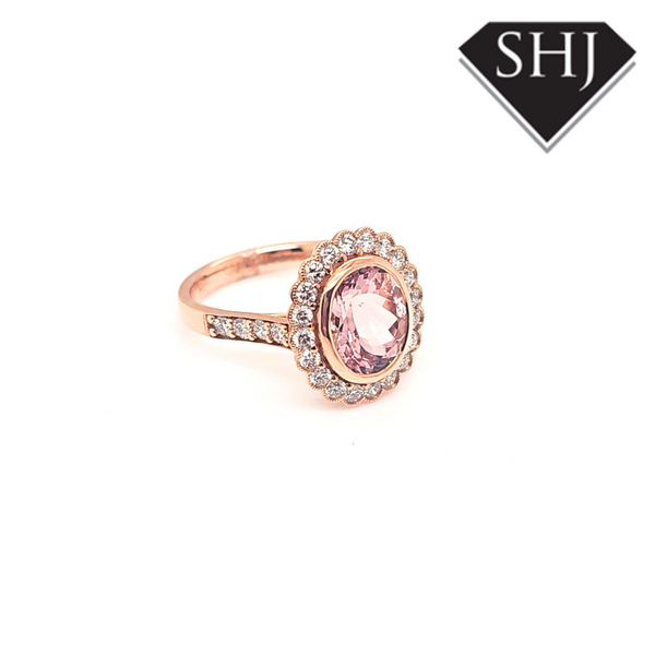 18ct Rose Gold Morgan and Diamond Cluster Ring