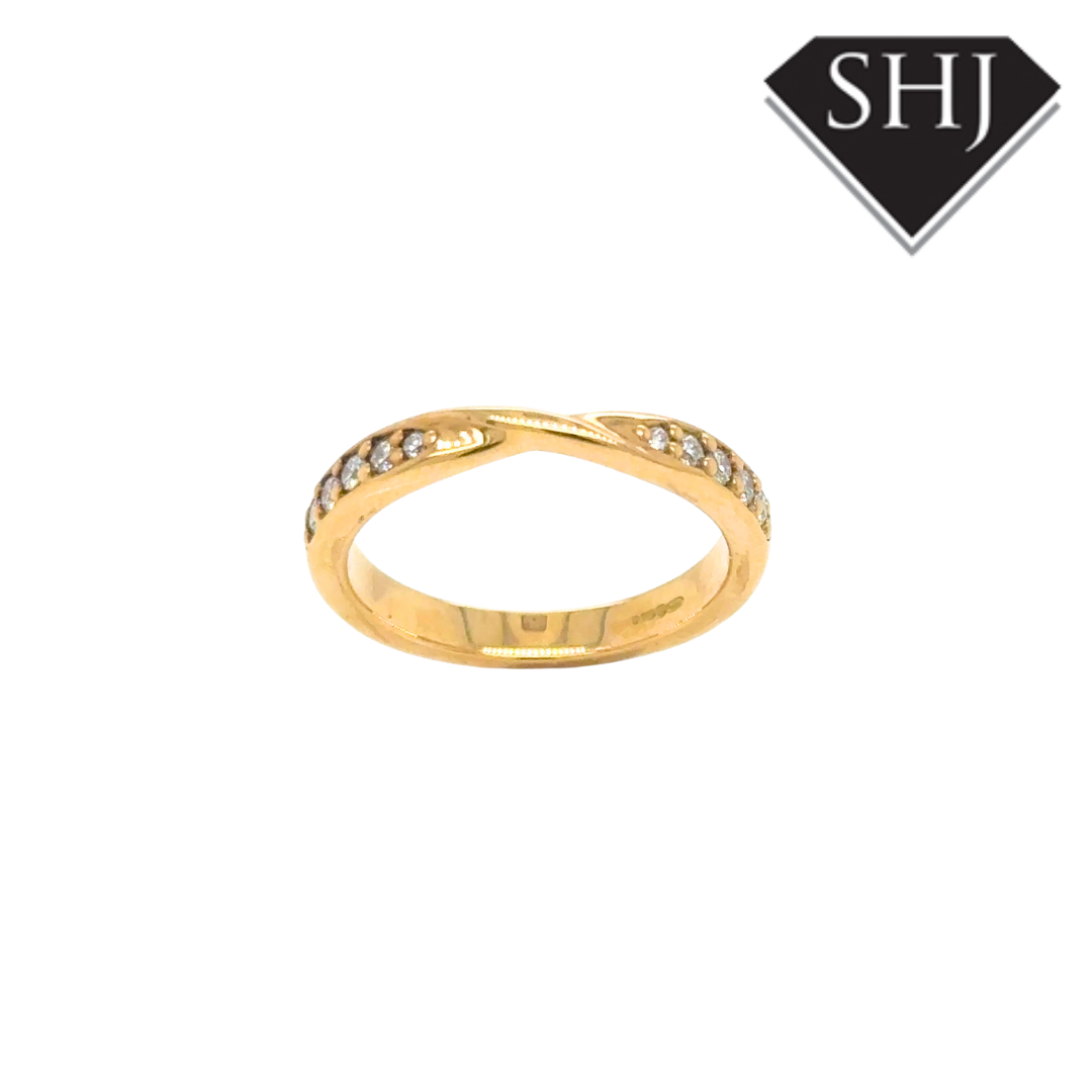 18ct Yellow Gold Ribbon & Twist Diamond Ring