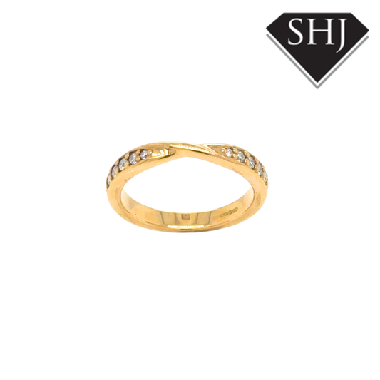 18ct Yellow Gold Ribbon & Twist Diamond Ring