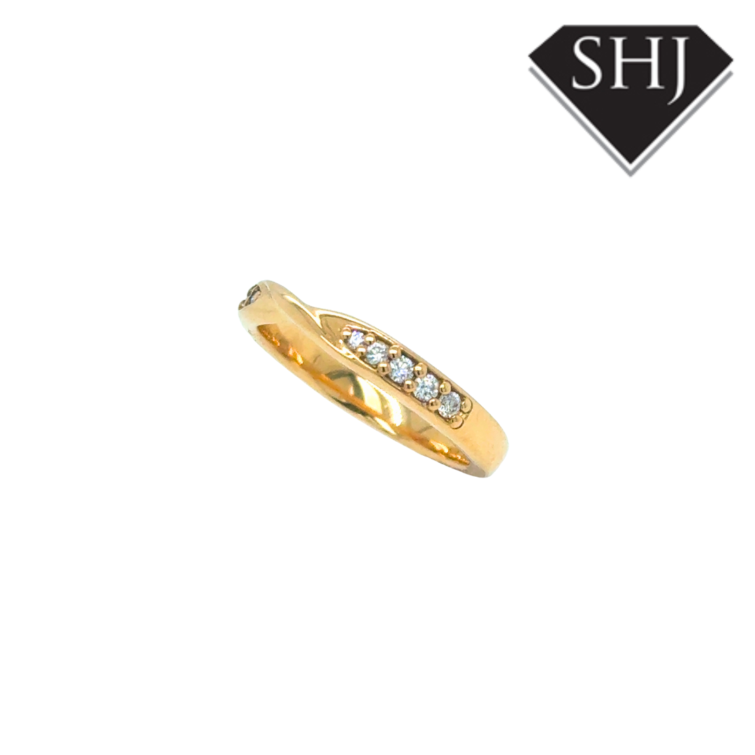 18ct Yellow Gold Ribbon & Twist Diamond Ring