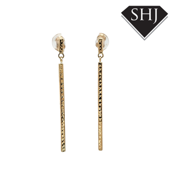 9ct Yellow Gold Bar Drop Earrings