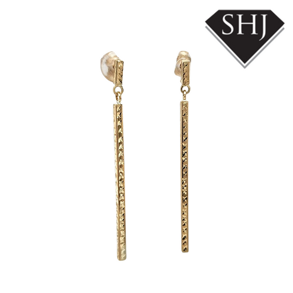 9ct Yellow Gold Bar Drop Earrings