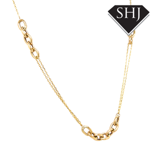 9ct Yellow Gold Belcher and Trace Necklace