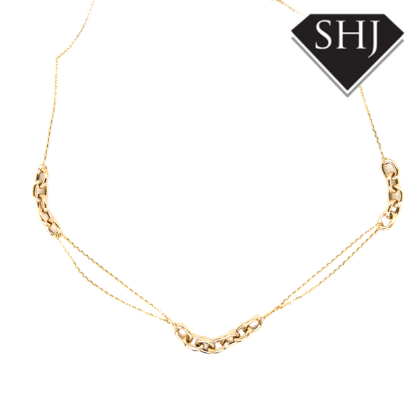 9ct Yellow Gold Belcher and Trace Necklace