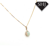 9ct Yellow Gold Opal & Diamond Necklace